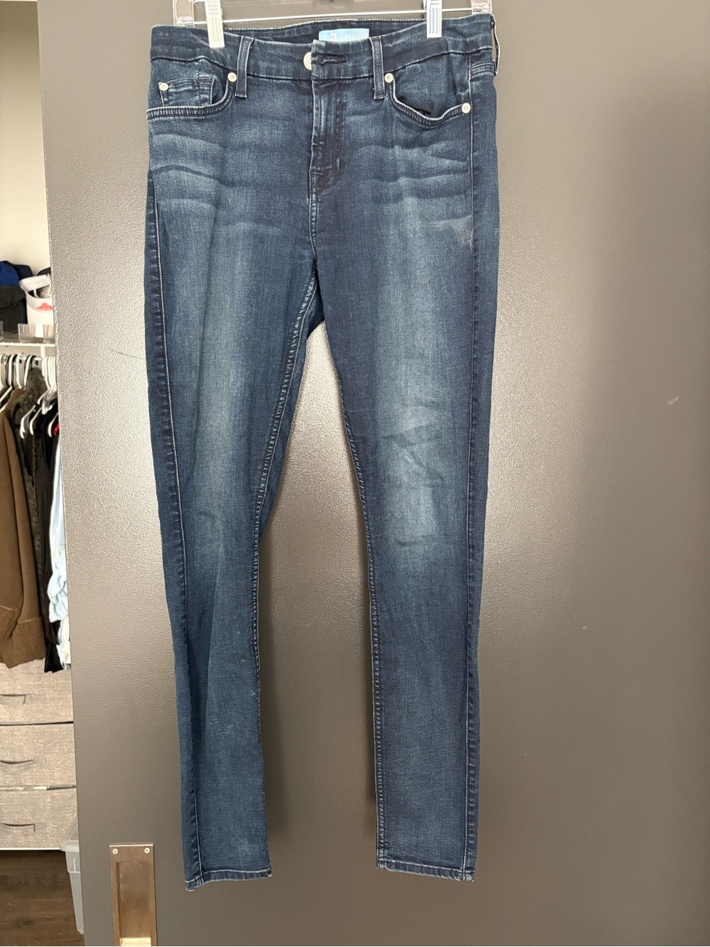 Women’s 7 For all Mankind Dark Wash Stretch Skinny Jeans - Blue